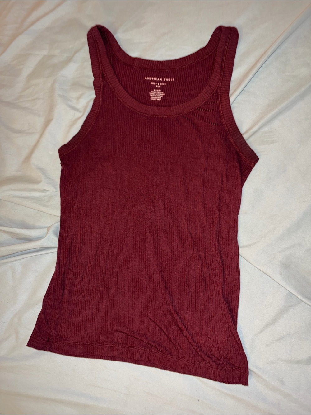 American Eagle Outfitters Ribbed Tank Top - Burgundy